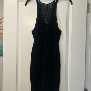 Free People Black Velvet Backless Dress